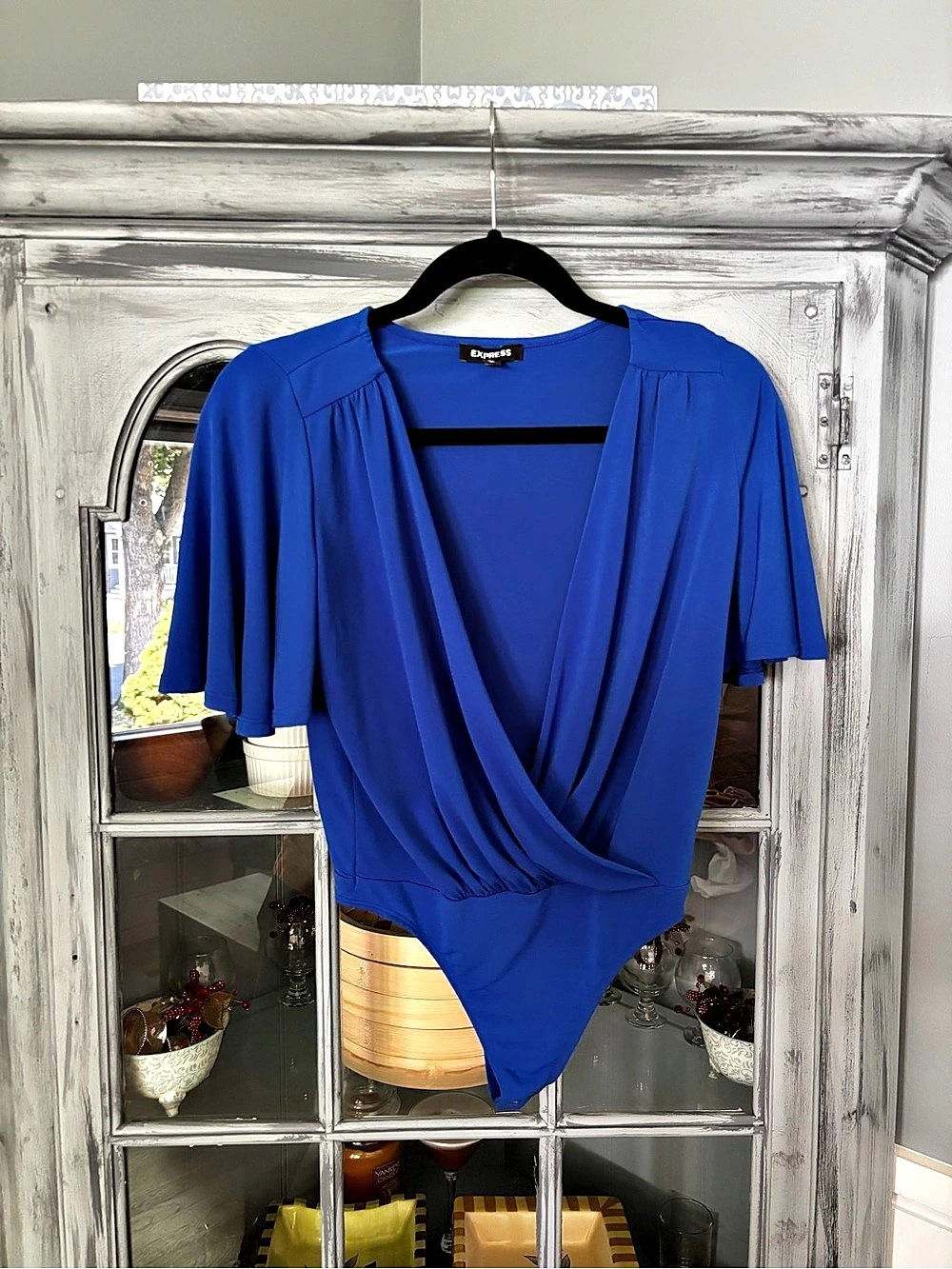Express Surplice Blue Bodysuit